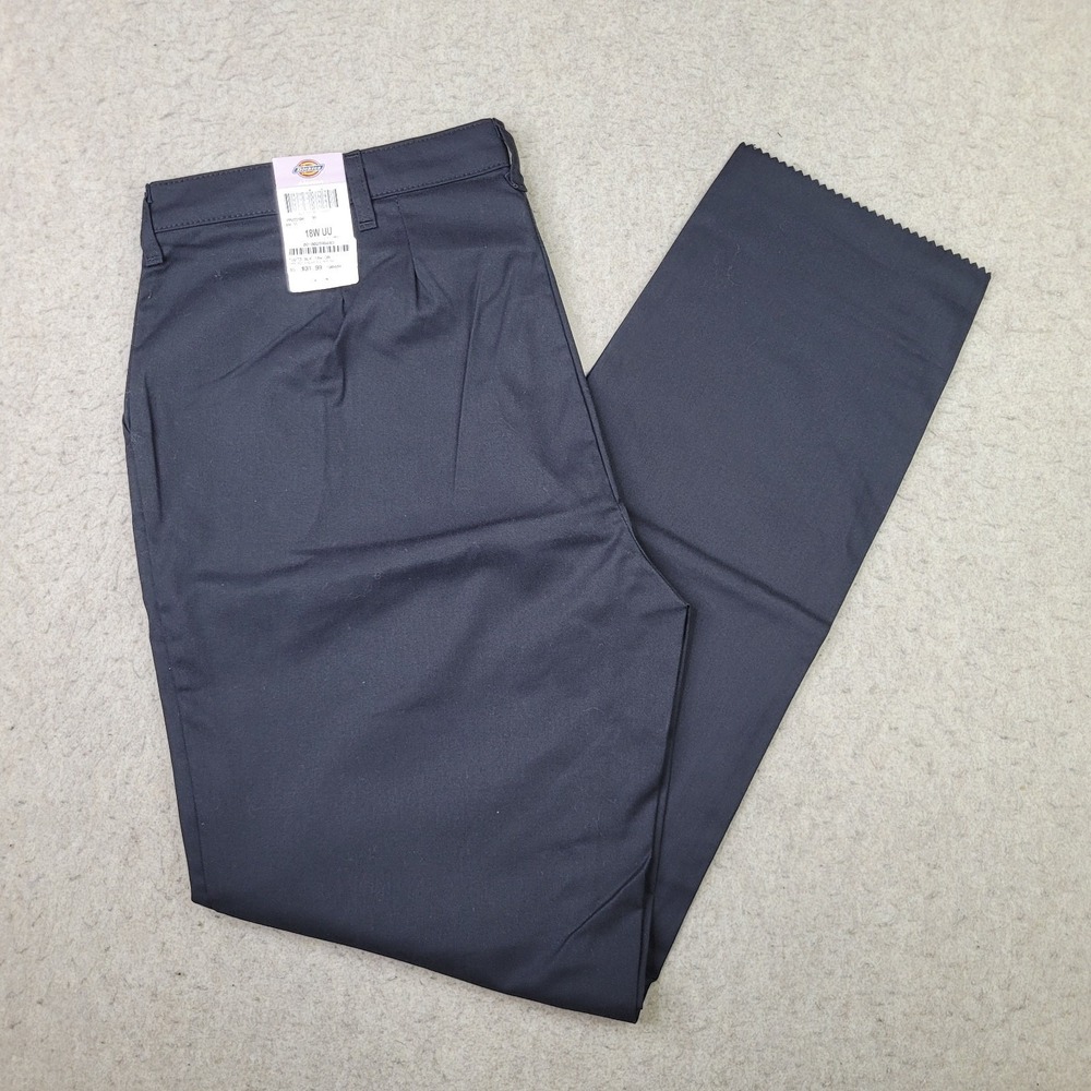 Dickies Premium Relaxed Work Pants Womens 18W Black Flat Front Unfinished NEW